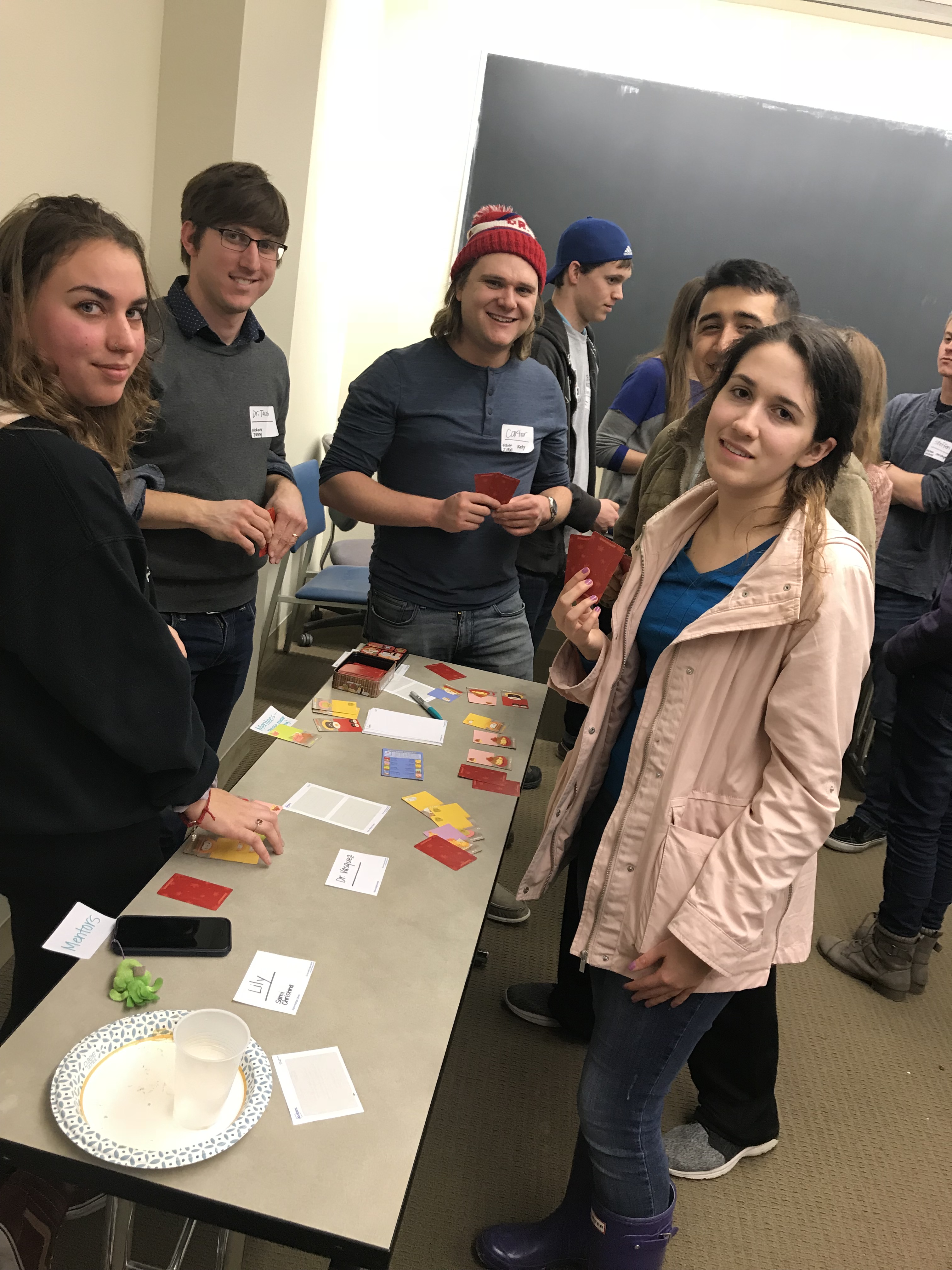  AWM members playing Sushi Go at the 2018 Winter Social.